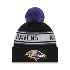New Era Men's Black Baltimore Ravens Repeat Cuffed Knit Hat With Pom