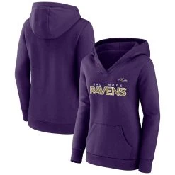 Women's Fanatics Branded Purple Baltimore Ravens Iconic Cotton Fleece Checklist Pullover Hoodie