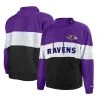 New Era Men's Black/Purple Baltimore Ravens Big & Tall Current Colorblock Raglan Fleece Pullover Hoodie