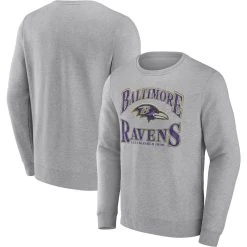 Fanatics Branded Men's Heathered Charcoal Baltimore Ravens Playability Pullover Sweatshirt