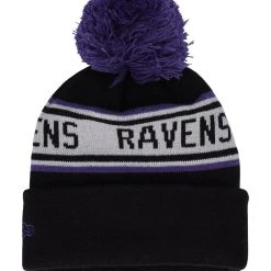 New Era Preschool Black Baltimore Ravens Repeat Cuffed Knit Hat With Pom -Mitchell & Ness store DSCO1155956608 1007 ALT2