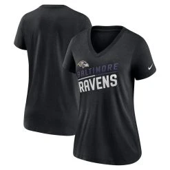 Nike Women's Black Baltimore Ravens Slant Logo Tri-Blend V-Neck T-Shirt