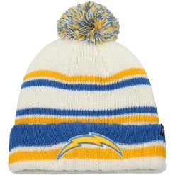 '47 Youth Cream Los Angeles Chargers Driftway Cuffed Knit With Pom