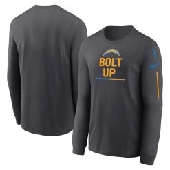 Nike Men's Anthracite Los Angeles Chargers Team Slogan Long Sleeve T-Shirt