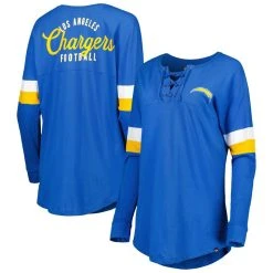 New Era Women's Powder Blue Los Angeles Chargers Athletic Varsity Lace-Up Long Sleeve T-Shirt -Mitchell & Ness store DSCO1156931912 1191 ALT1