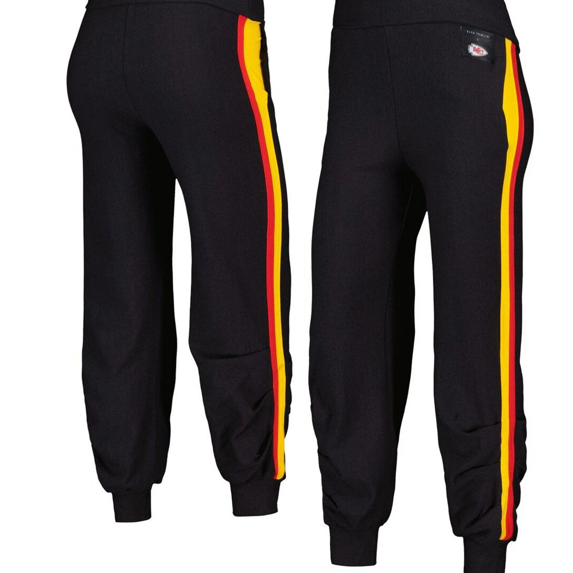 KIYA TOMLIN Women's Black Kansas City Chiefs Stripe Tri-Blend Joggers 4 KIYA TOMLIN Women's Black Kansas City Chiefs Stripe Tri-Blend Joggers - Image 2