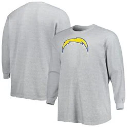 Profile Men's Heather Gray Los Angeles Chargers Big & Tall Waffle-Knit Thermal Long Sleeve T-Shirt