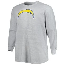 Profile Men's Heather Gray Los Angeles Chargers Big & Tall Waffle-Knit Thermal Long Sleeve T-Shirt -Mitchell & Ness store DSCO1157801097 1927 ALT2