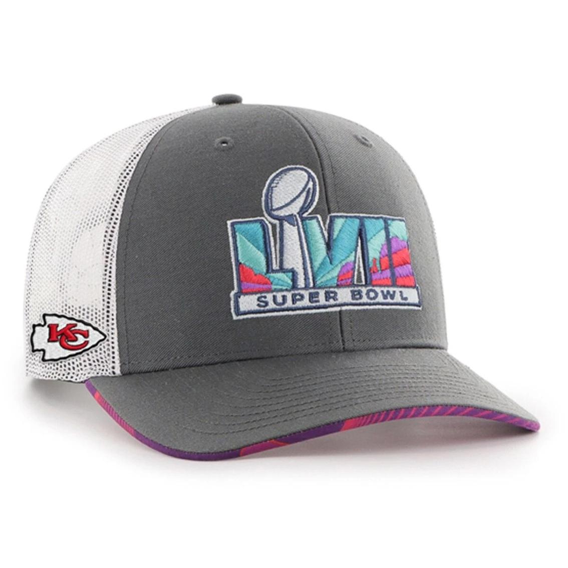 '47 Men's Charcoal Kansas City Chiefs Super Bowl LVII Striation Trucker Adjustable Hat 4 '47 Men's Charcoal Kansas City Chiefs Super Bowl LVII Striation Trucker Adjustable Hat - Image 2