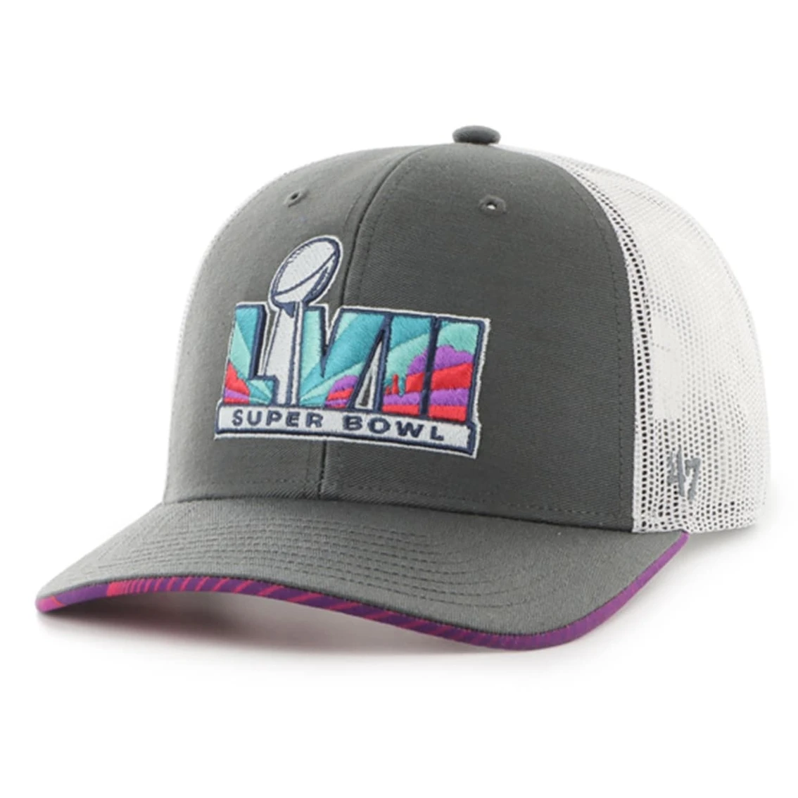 '47 Men's Charcoal Kansas City Chiefs Super Bowl LVII Striation Trucker Adjustable Hat 5 '47 Men's Charcoal Kansas City Chiefs Super Bowl LVII Striation Trucker Adjustable Hat - Image 3