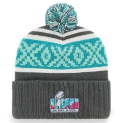 '47 Men's Charcoal Kansas City Chiefs Super Bowl LVII Motif Cuffed Pom Knit Hat -Mitchell & Ness store DSCO1159885180 1904 ALT2