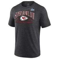 Fanatics Branded Men's Heather Charcoal Kansas City Chiefs Super Bowl LVII Tri-Blend Triangle Strategy T-Shirt -Mitchell & Ness store DSCO1160508651 4135 ALT2