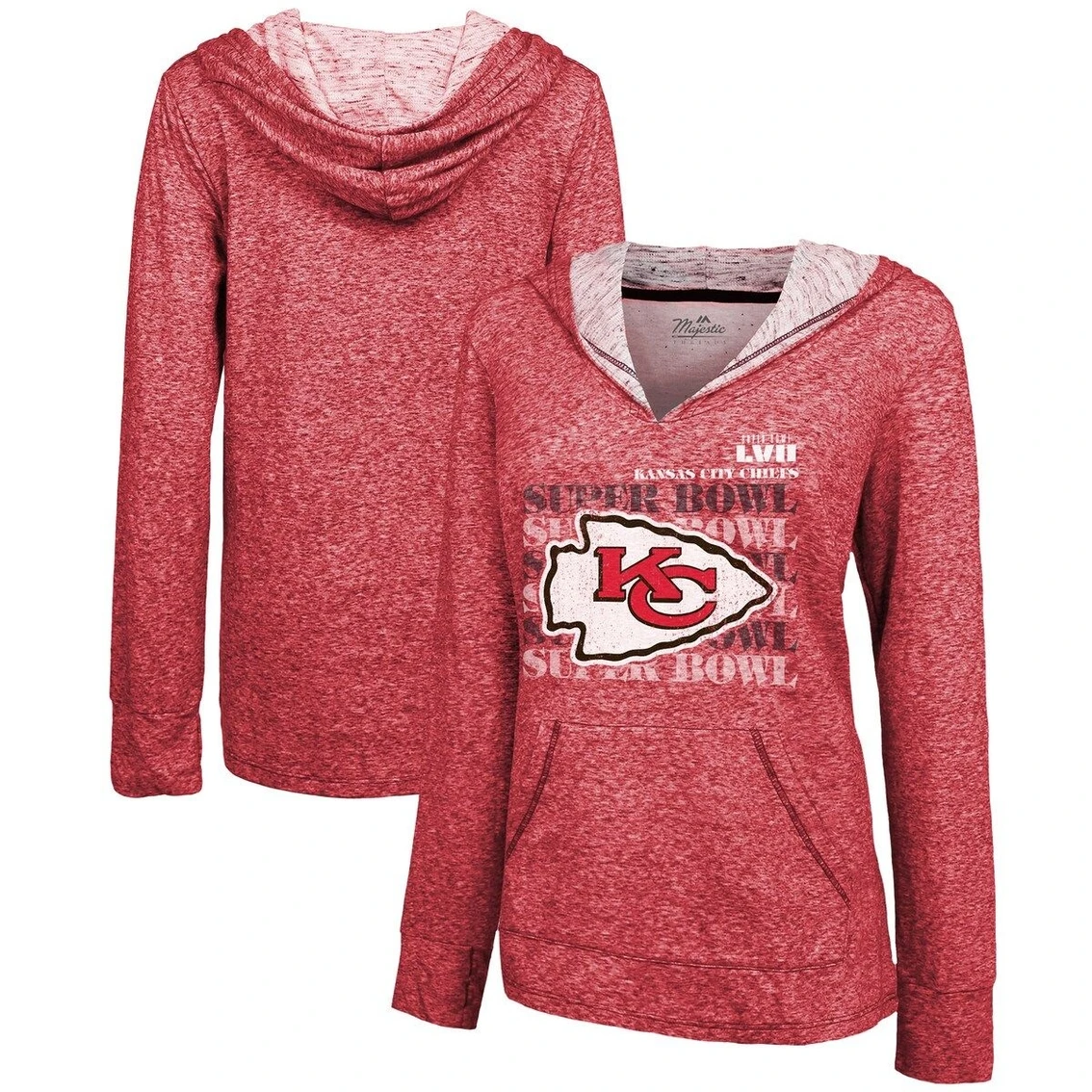 Majestic Threads Women's Threads Red Kansas City Chiefs Super Bowl LVII Retro Repeat Pullover Hoodie 4 Majestic Threads Women's Threads Red Kansas City Chiefs Super Bowl LVII Retro Repeat Pullover Hoodie - Image 2