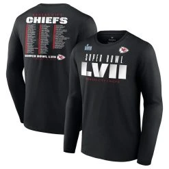 Fanatics Branded Men's Black Kansas City Chiefs Super Bowl LVII Varsity Team Roster Big & Tall Long Sleeve T-Shirt