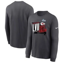 Nike Men's Anthracite Kansas City Chiefs Super Bowl LVII Local Phrase Long Sleeve T-Shirt