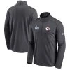 Nike Men's Anthracite Kansas City Chiefs Super Bowl LVII Left Chest Half-Zip Pullover Top