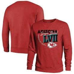 Majestic Threads Men's Threads Red Kansas City Chiefs Super Bowl LVII High Tide Tri-Blend Pullover Sweatshirt