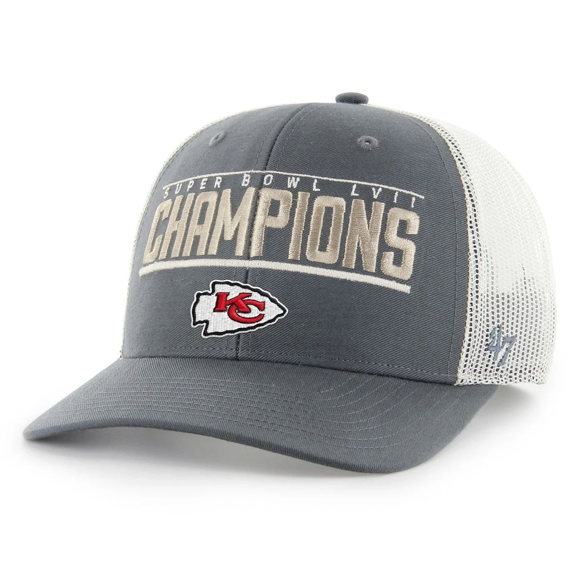 '47 Men's Charcoal Kansas City Chiefs Super Bowl LVII S Victor Trucker Adjustable Hat 5 '47 Men's Charcoal Kansas City Chiefs Super Bowl LVII S Victor Trucker Adjustable Hat - Image 3