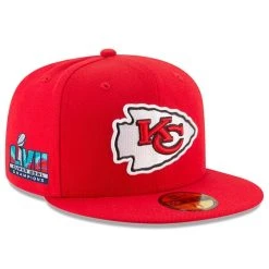 New Era Men's Red Kansas City Chiefs Super Bowl LVII S Side Patch 59FIFTY Fitted Hat