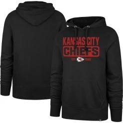 '47 Men's Black Kansas City Chiefs Box Out Headline Pullover Hoodie