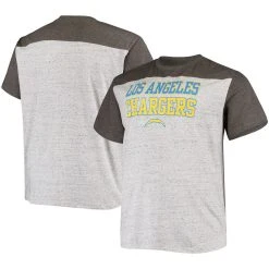 Fanatics Branded Men's Heathered Charcoal Los Angeles Chargers Big & Tall Hail Mary Color Block T-Shirt