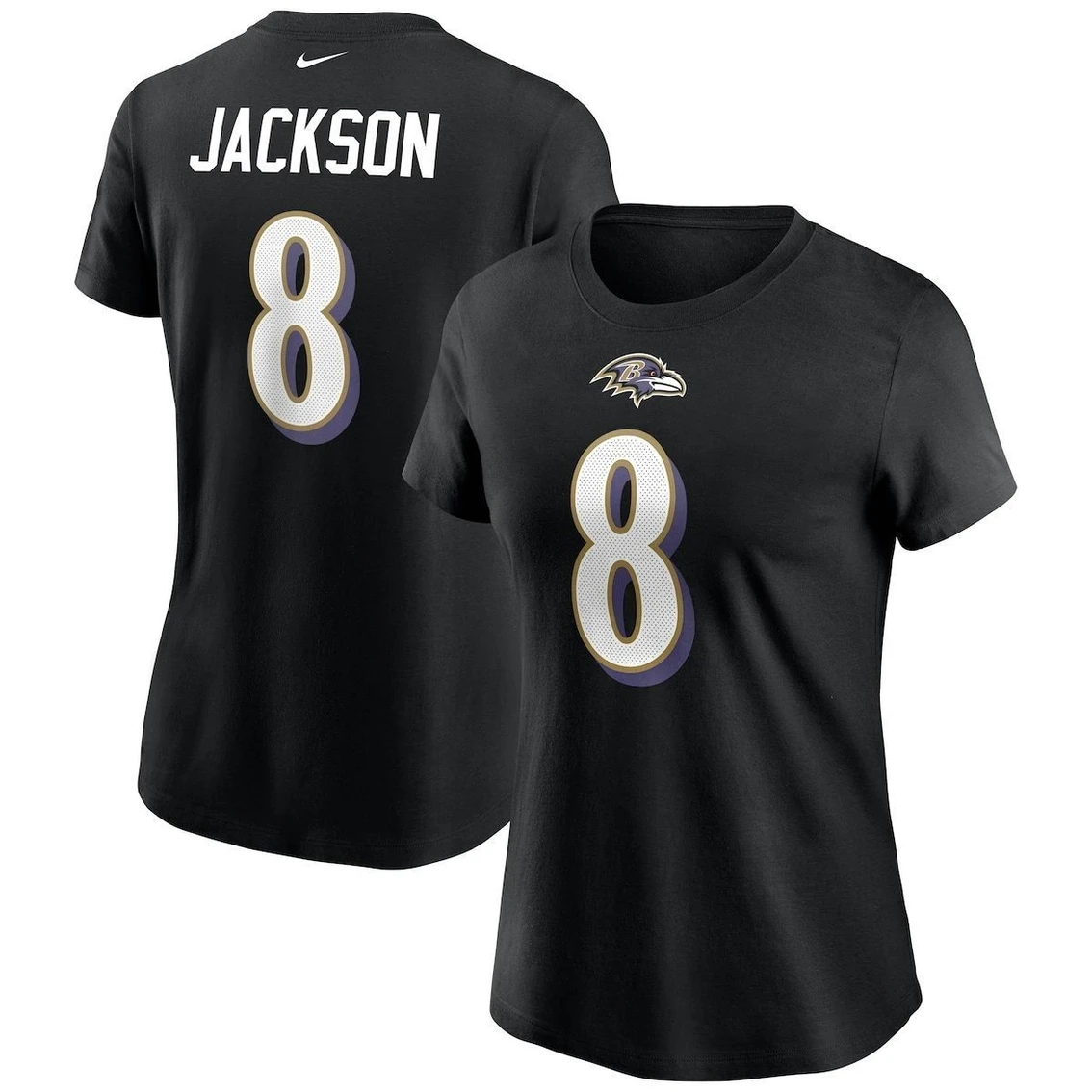 Nike Women's Lamar Jackson Black Baltimore Ravens Name & Number T-Shirt 4 Nike Women's Lamar Jackson Black Baltimore Ravens Name & Number T-Shirt - Image 2