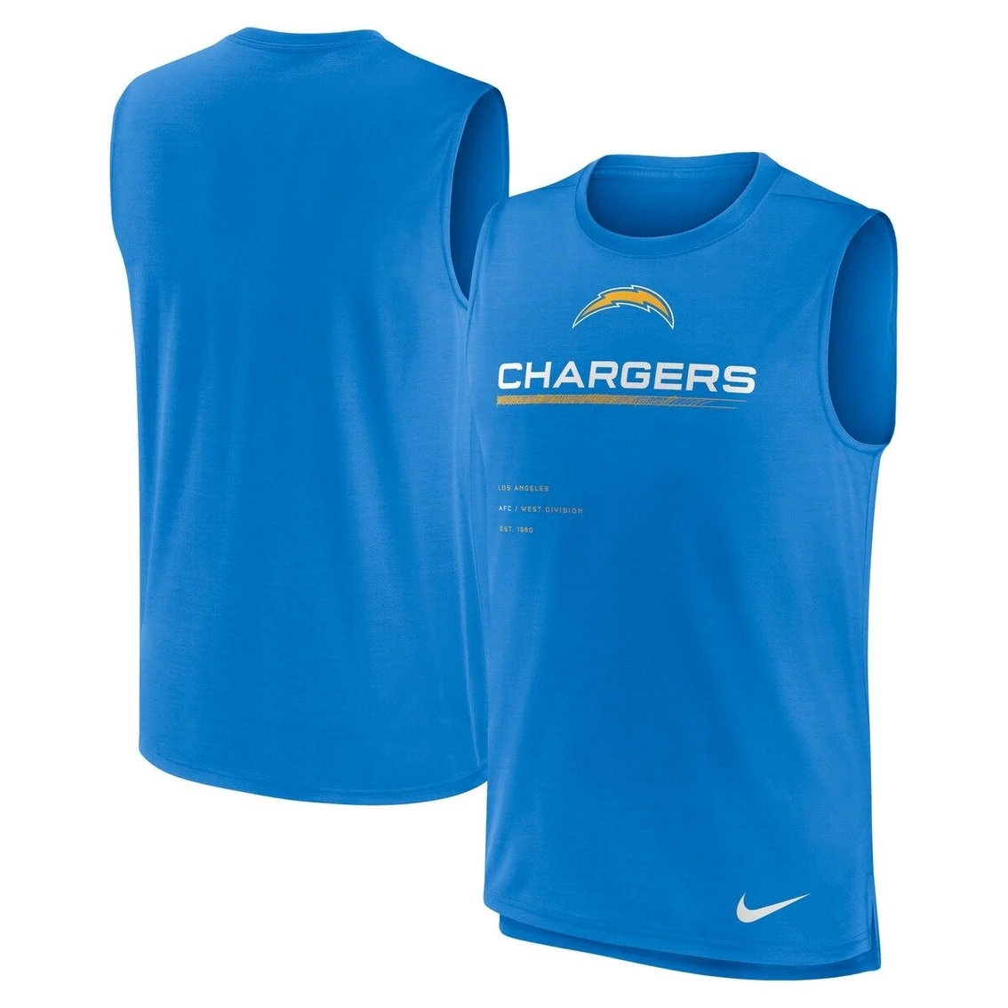 Nike Men's Powder Blue Los Angeles Chargers Muscle Trainer Tank Top 4 Nike Men's Powder Blue Los Angeles Chargers Muscle Trainer Tank Top - Image 2