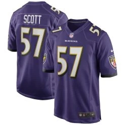 Nike Men's Bart Scott Purple Baltimore Ravens Game Retired Player Jersey